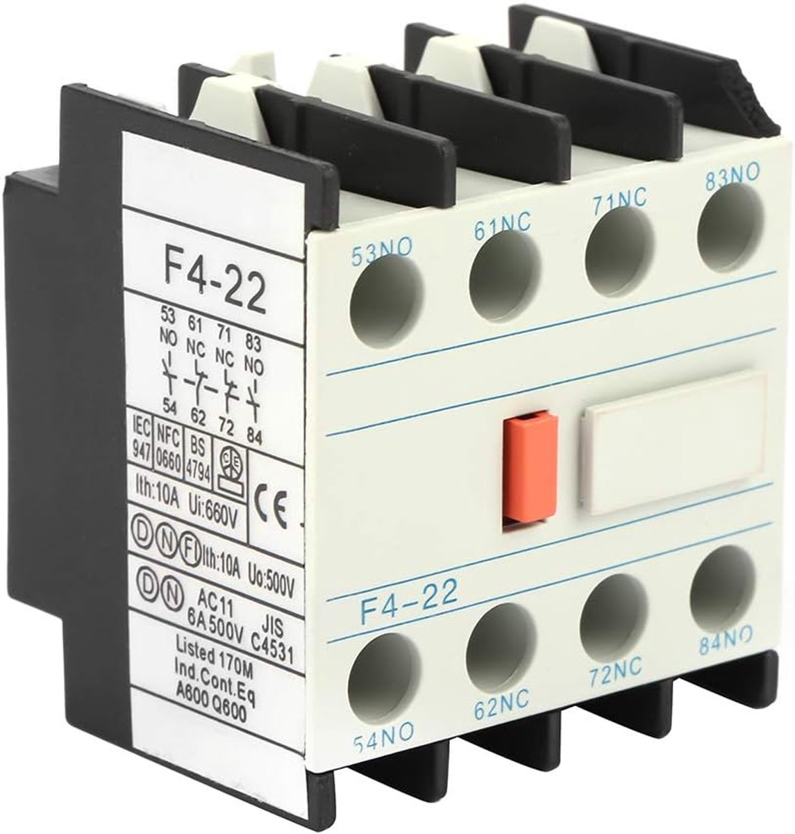 SnelShoppen - LADN22 AC Schakelaar F4-22 met 2 NO 2 NC Contactblok Geschikt voor Elektrische Apparatuur, Betrouwbare Prestaties, Universele Compatibil