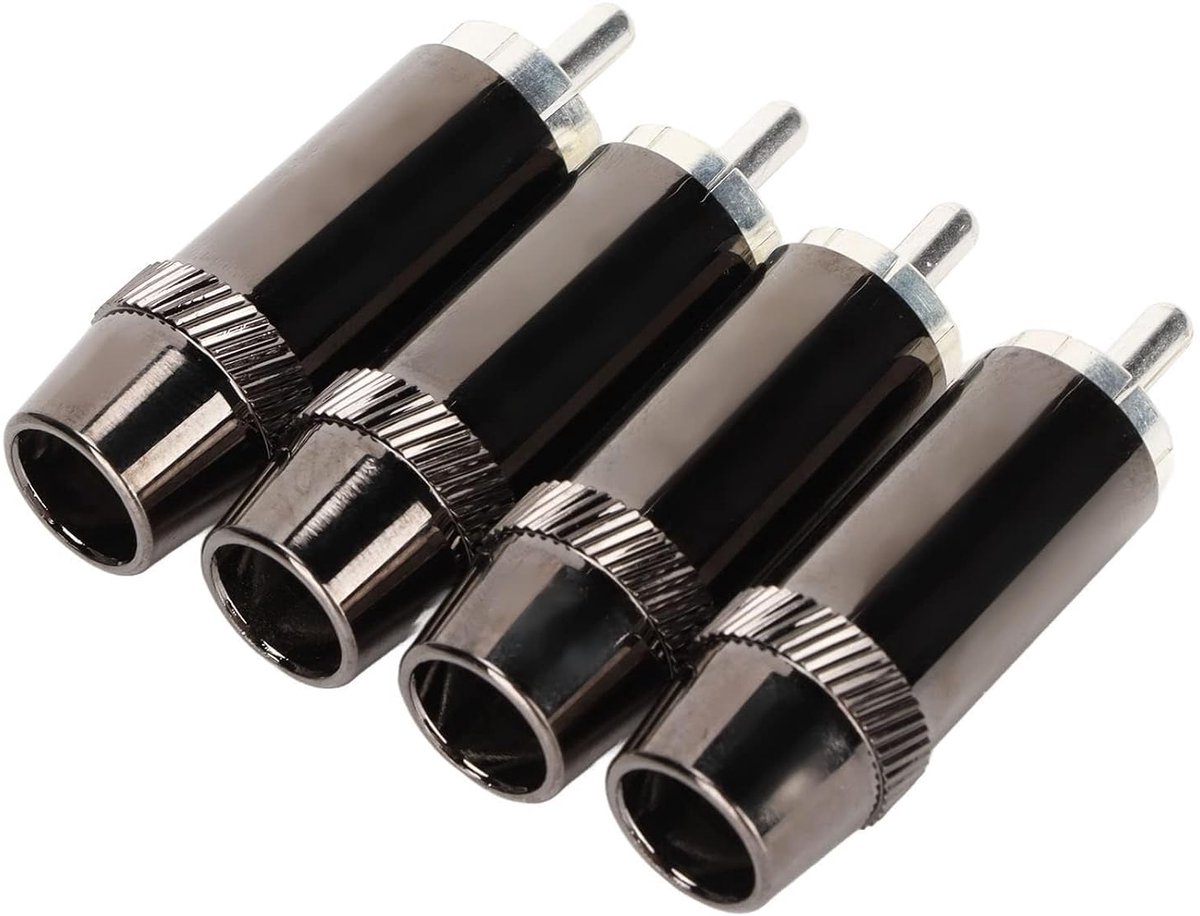 SnelShoppen - 4 Pack RCA Male Plug Solder, Professionele RCA Geluidsconnector, Verzilverd RCA Male Plug, Geschikt voor Audioapparatuur, 4 Stuks