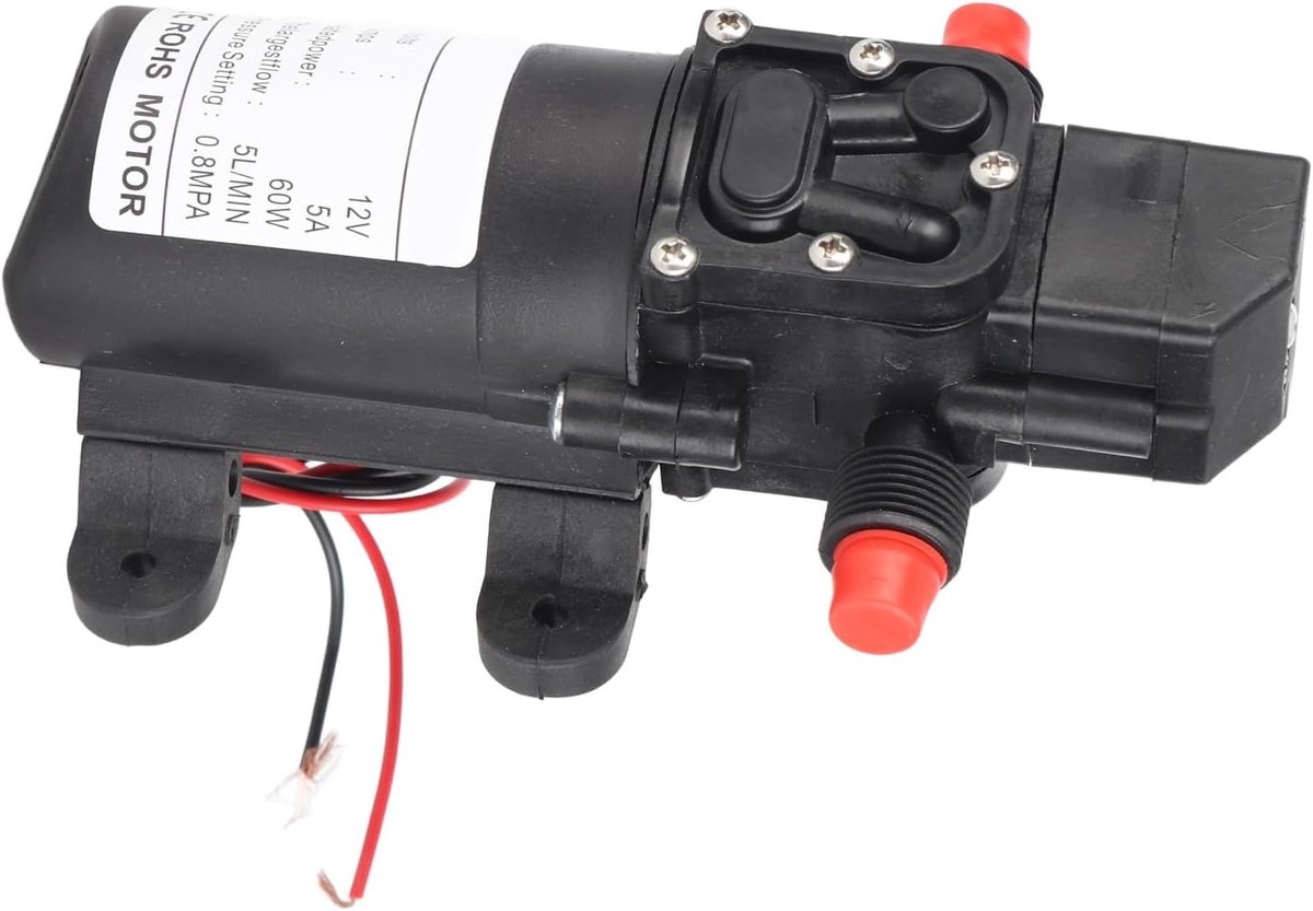 SnelShoppen - Zelfaanzuigende Hoge Druk Waterpomp DC 12V, Water Spray Pomp voor Caravan, Camper, Marine en Tuin, Energiezuinig en Veelzijdig