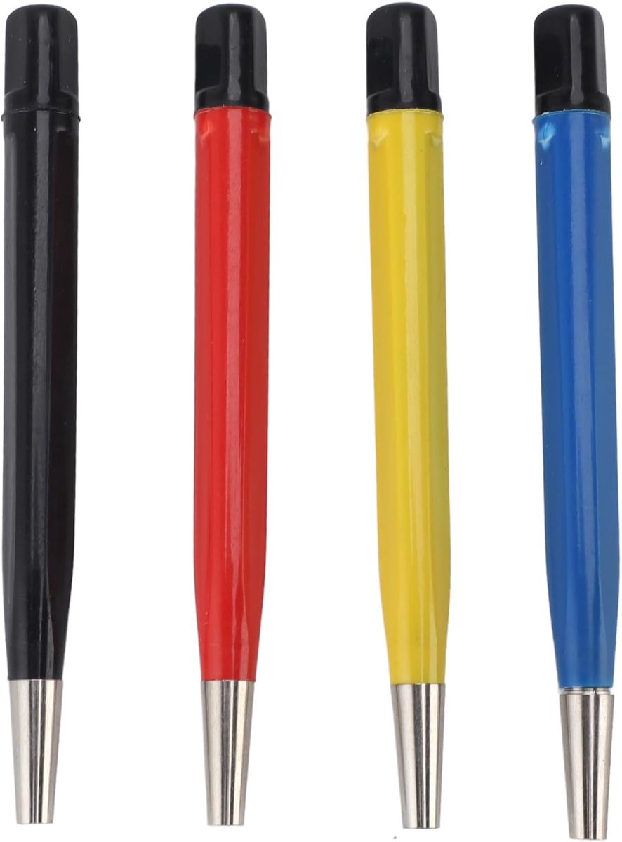 SnelShoppen - Set van 4 Krabborstels, Penstijl Schuurborstel met Verstelbare Tips van Staal, Messing, Vezelglas en Nylon voor het Schoonmaken van Munt