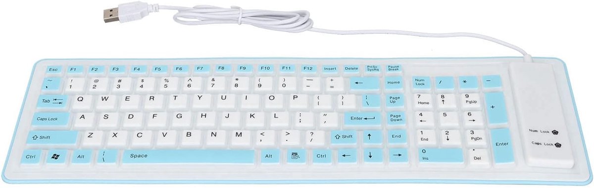 SnelShoppen - Vouwbaar Siliconen Toetsenbord Flexibel Toetsenbord Oprolbaar Toetsenbord, 103 Toetsen Waterdicht Stofdicht USB Bedraad Stil Zacht Aanra