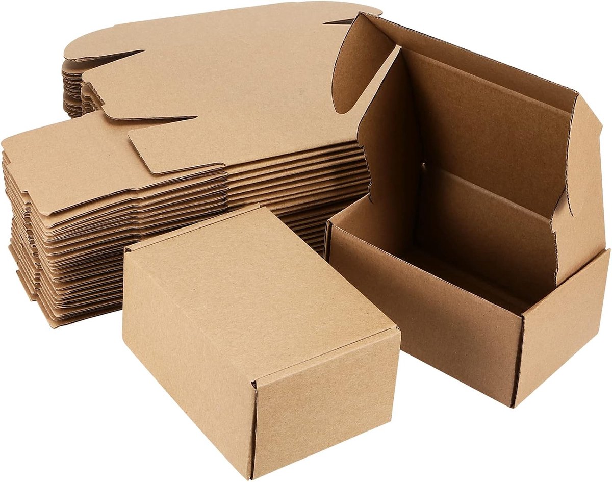 SnelShoppen - 50 Stuks Golfkartonnen Verzenddozen 15 x 10 x 6 cm Bruin voor Opslag, Verzending, Verpakking, Postpakket, Sterk en Flexibel
