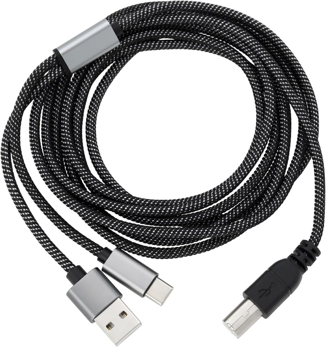 SnelShoppen - 2in1 USB C naar USB B Printer Kabel voor AcBook Pro, Compatibel met HP, Canon, Brother, Samsung en Meer - Ideaal voor Scanners, DJ Contr