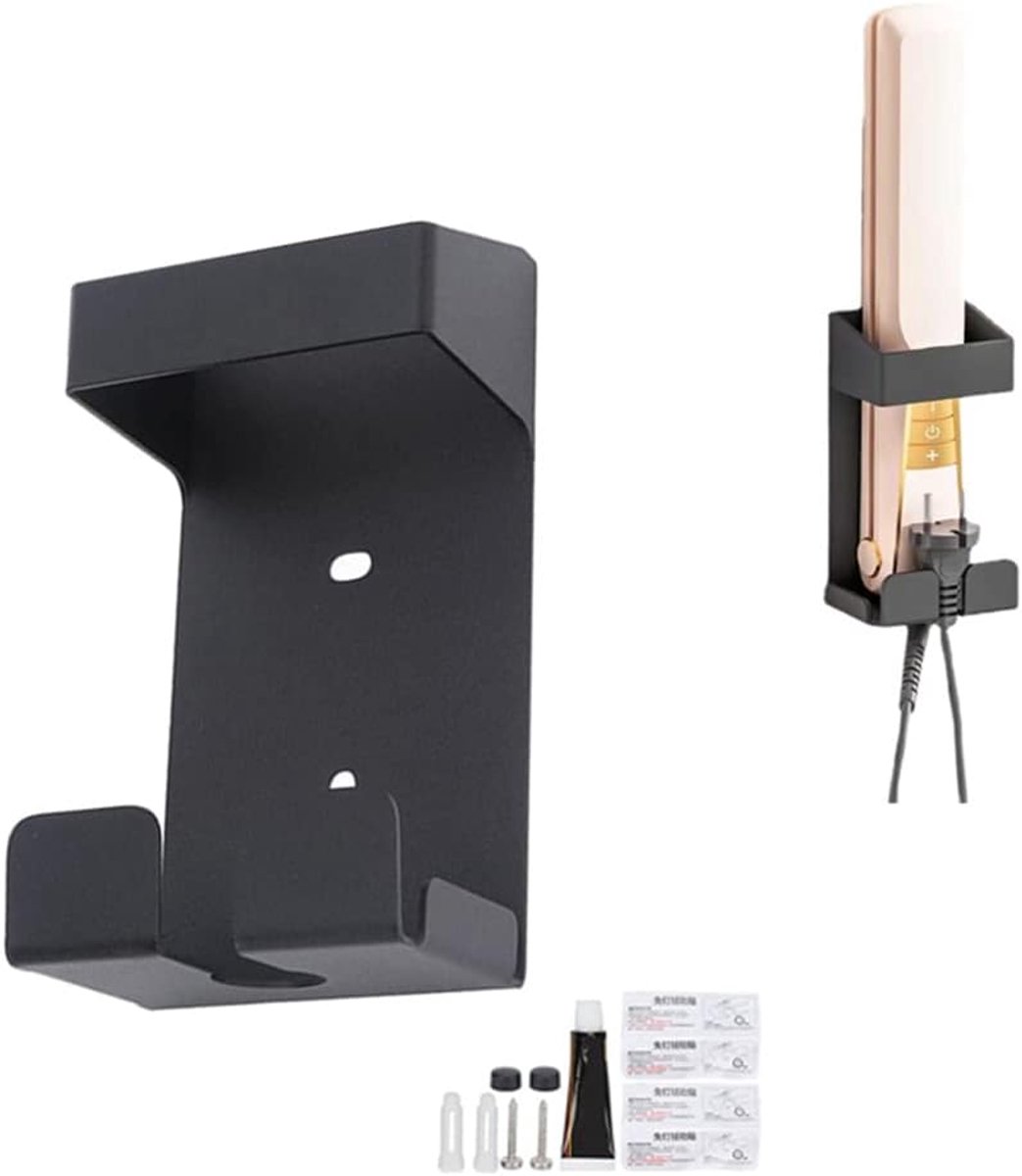 SnelShoppen - Wandhouder Haardroger en Krultang - Roestvrijstalen Haartoolhouder - Muurbevestiging - Stijlvol en Modern - Badkamer Accessoire