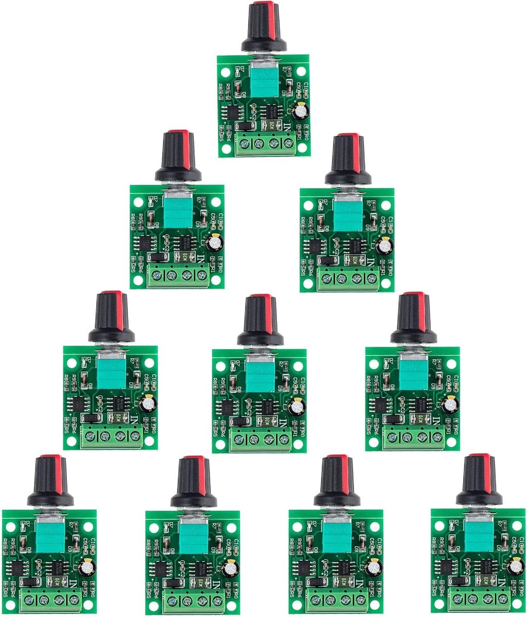 SnelShoppen - 10Pcs PWM Snelheidscontroller voor DC Motor, Voltage Regulator 1.8V-12V, LED Dimmer, 2A Potentiometer voor Ventilator, Aquarium, Pomp, A