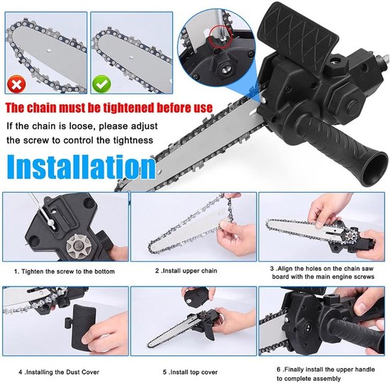 6 Inch Electric Chainsaw Drill Attachment, Electric Drill Chain Saw Adapter, Stainless Steel Saw Conversion Head - ShopVlot — afbeelding 5