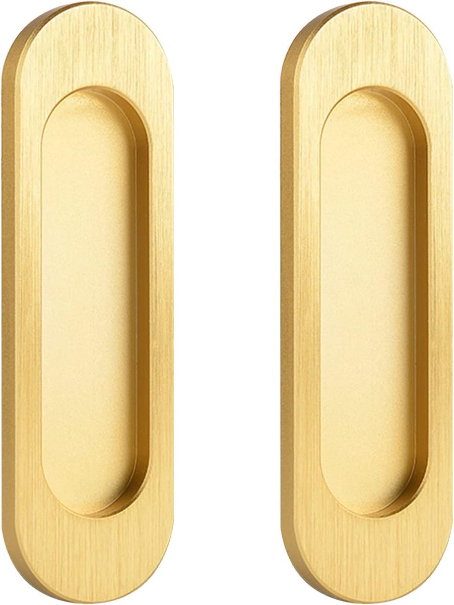 SnelShoppen - Morobor zelfklevende ovale schuifdeurgrepen, 2 stuks aluminium trekhandvatten, geen frezen, voor schuifdeuren, ramen en kasten (geborste