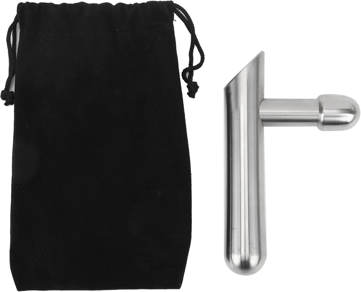 SnelShoppen - RVS Drukmassage Bar, 12cm T-Vormige Acupressuur Massage Tool met Duimbescherming, Voor Diepe Weefsel en Triggerpunten, Inclusief Opbergt