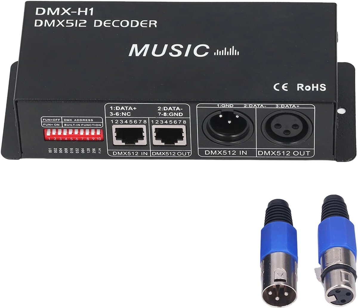 SnelShoppen - 4 Kanaals DMX 512 Controller, 12V-24V DMX Decoder RGB LED Dimmer Driver voor LED Stripverlichting (8A Per Kanaal)