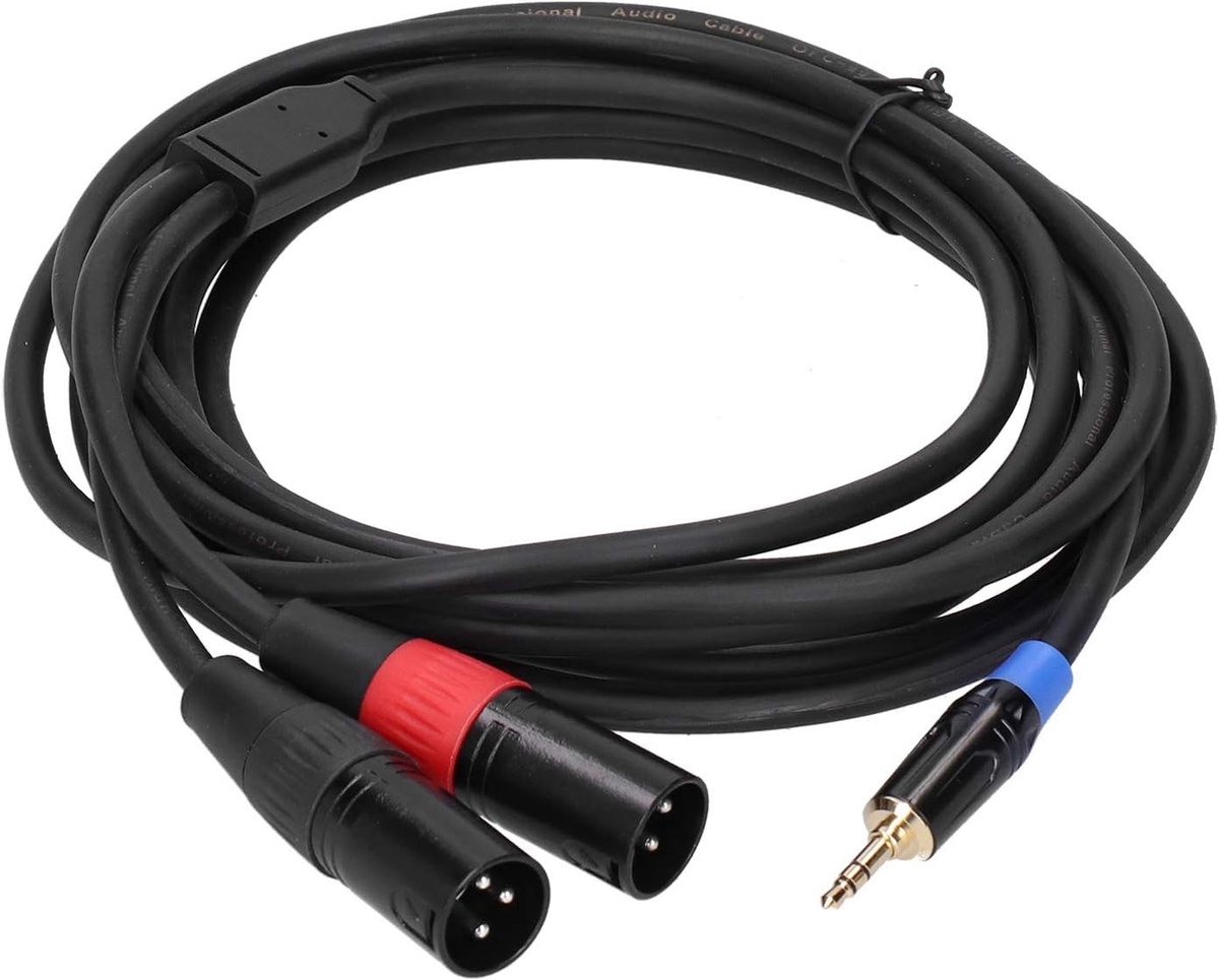 SnelShoppen - Double XLR Mannelijk Naar 3.5mm TRS Kabel Y Splitter Patch Kabel 5M Mini Jack Stereo Mannelijk Naar 2 XLR Mannelijke Audio Converter Ada