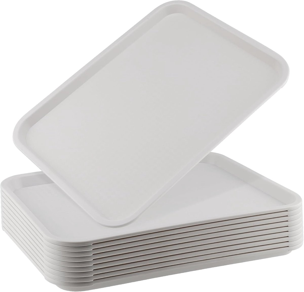 SnelShoppen - 10 Pack 46 x 12 Inch Fastfood Tray, Rectangulaire Plastic Restaurant Servies, Antislip, Wit, Perfect voor Feest, Camping en Keuken
