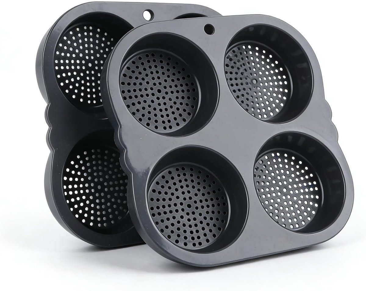 SnelShoppen - Four Cup Roll Mould Mini Burger Rollen, Siliconen Bakvorm voor Hamburgerbroodjes met Antikleeflaag, Hoge Temperatuur Weerstand, Set van