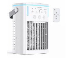 DreamGoods Aircooler - Verkoelen Met Water of IJs - 3-in-1 Luchtkoeler - Koelen, Ventileren & Bevochtigen - 1000ML Watertank - Aircooler met Koelelementen - Air Cooler - Ventilateur - Mobiele Airco - Mini Airco zonder Afvoerslang - Koelventilator
