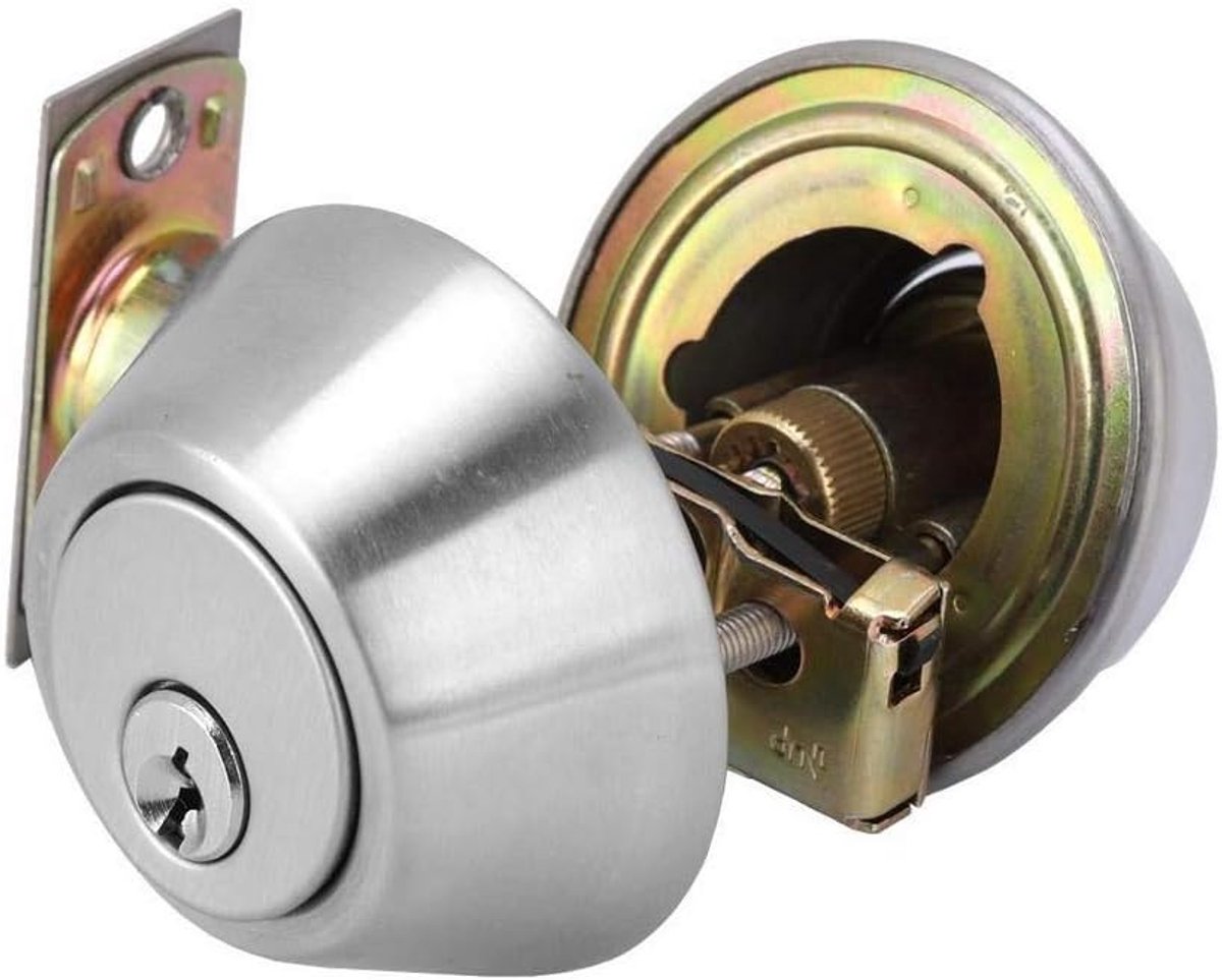 SnelShoppen - Deadbolt Slot met Dubbele Cilinder Rvs Deurknop voor Voordeur, Beveiligingsslot met Sleutels Aan Beide Zijden voor Thuis, Kantoor, Hotel