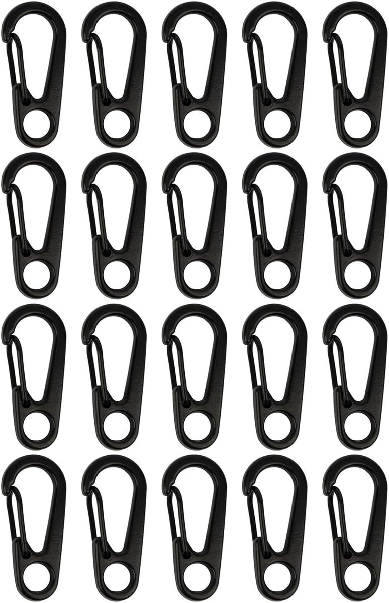 SnelShoppen - 20 Stuks Mini Carabiner Haken - Kleine Carabiners van Zink Legering - Sleutelhanger Clip voor Rugzak, Vissen, Kamperen, Buitenactiviteit