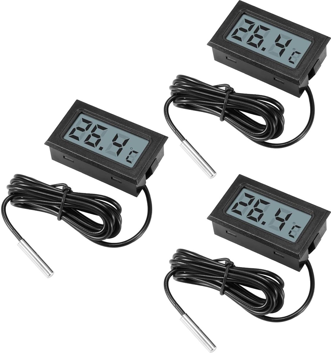 Digitale LCD-thermometer - Wit - Temperatuurmeetbereik - Waterdichte Externe Sensor - Voor Koelkast, Vriezer, Aquarium