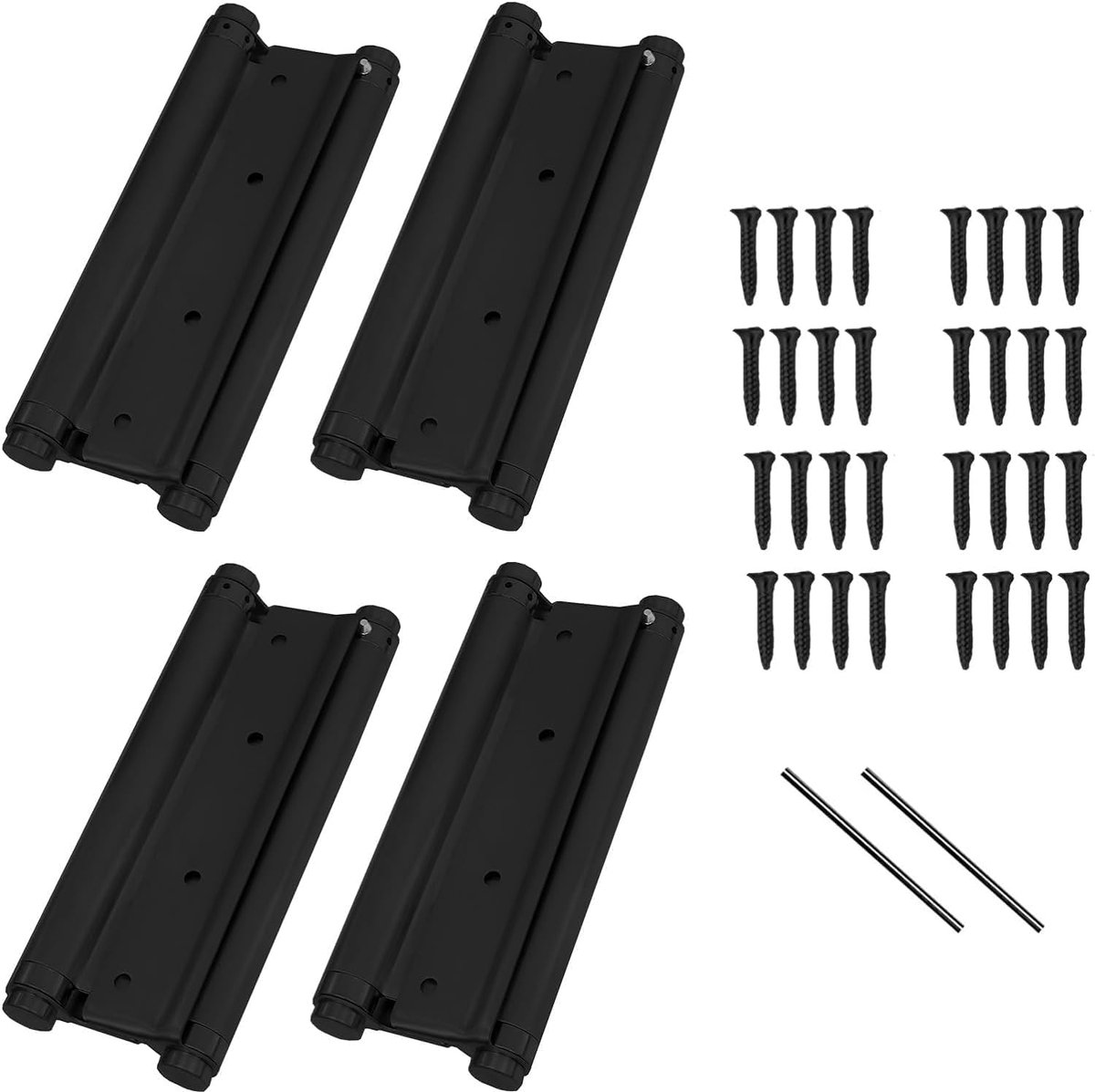 SnelShoppen - 4 Stuks 8'' Zware Cafe Saloon Deur Hengen Dubbele Actie Veer Hinge RVS Zelfsluitend 200mm Zwart