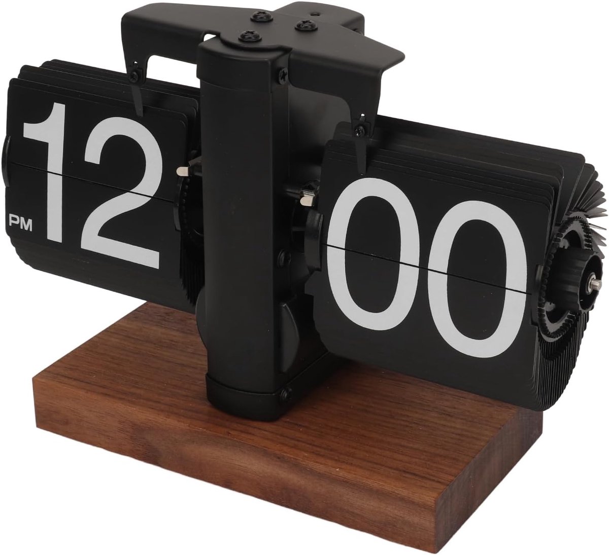 SnelShoppen - Digitale Vouwklok Retro Automatische Rotatie Mechanisch Batterij Aangedreven Klok voor Thuis Kantoor Decoratie Zwart