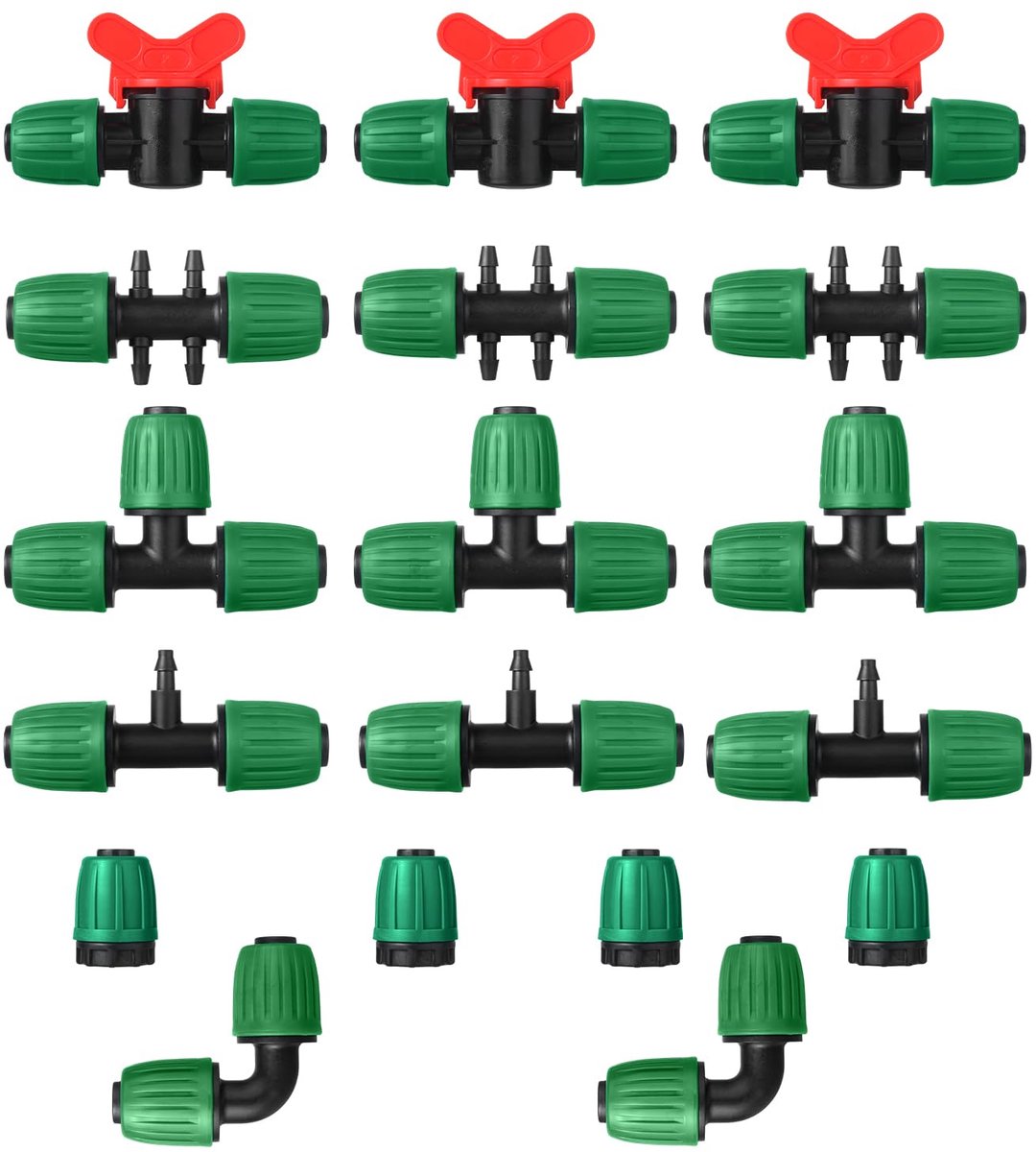 Drip irrigatie onderdelen set 18 stuks - waterdichte verbinding - multifunctioneel - ideaal voor tuinieren - ShopVlot