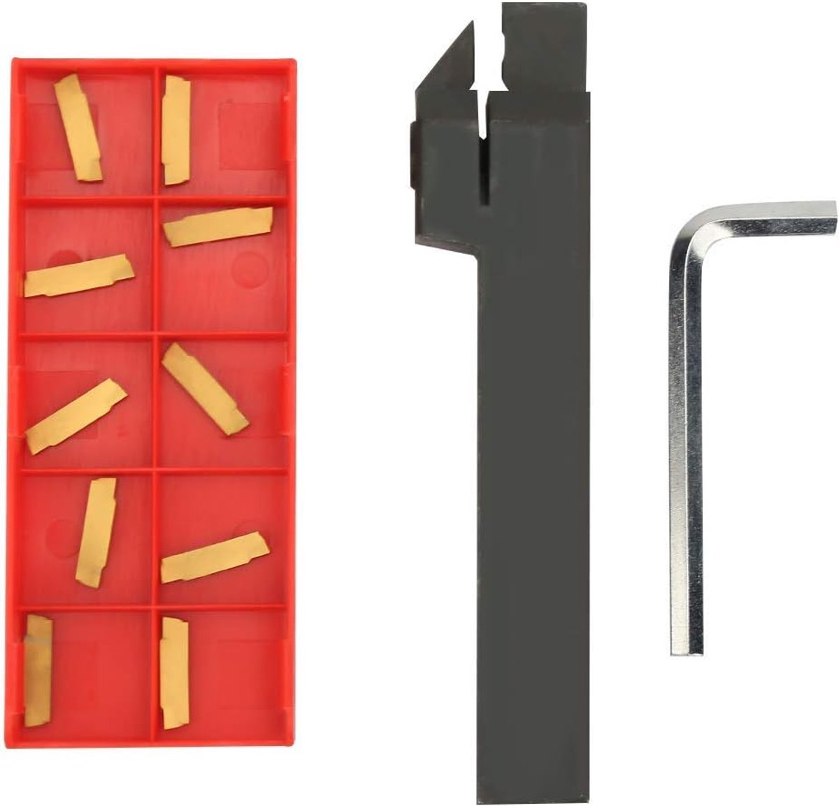 SnelShoppen - CNC Draaigereedschap Houder 100mm met 10 Stuks MGMN200 G Snijplaten en Sleutel - Precisie Gereedschap voor Houtbewerking en Metaalbewerk