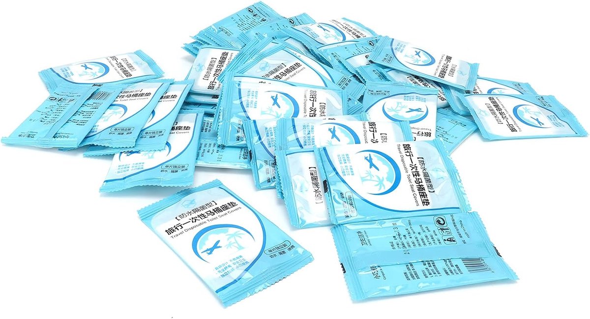 SnelShoppen - Wegwerp Toiletpad 50 Stuks - Waterdichte Toiletbrilhoes - Antislip en Hygiënisch - Draagbaar voor Reis, Kamperen, Roadtrip, Incontinenti