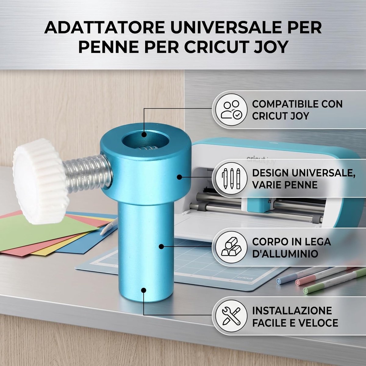 SnelShoppen - Aluminium Legering Snijmachine Universele Pen Adapter voor JOY Snijmachines, Geschikt voor Alle Modellen, Creatieve Projecten en Hobby's