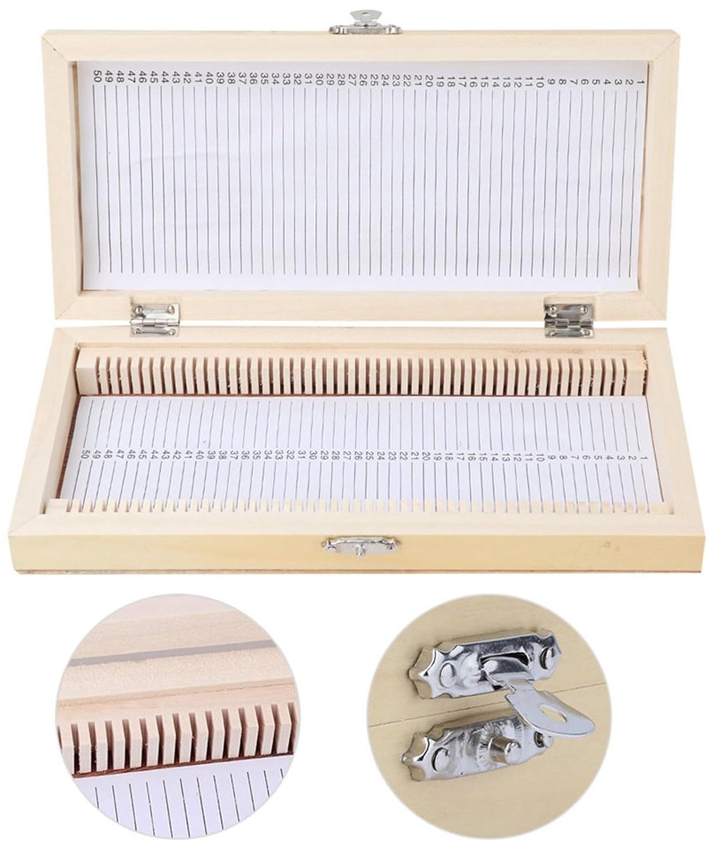 SnelShoppen - Microscoop Glazen Preparaat Box 50 Stuks - Duurzaam, Compakt, Houten Opberging voor Biologie Monster - Geschikt voor Professionals en On