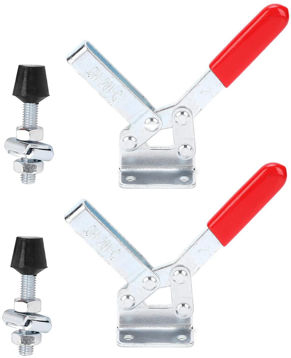 SnelShoppen - Toggle Clamp Lock, 2 Stuks Hulpstukken, Ergonomisch Ontwerp, Rood, 400 Lbs, Snelle Release, Antislip Handgereedschap voor Kluswerk en Ho