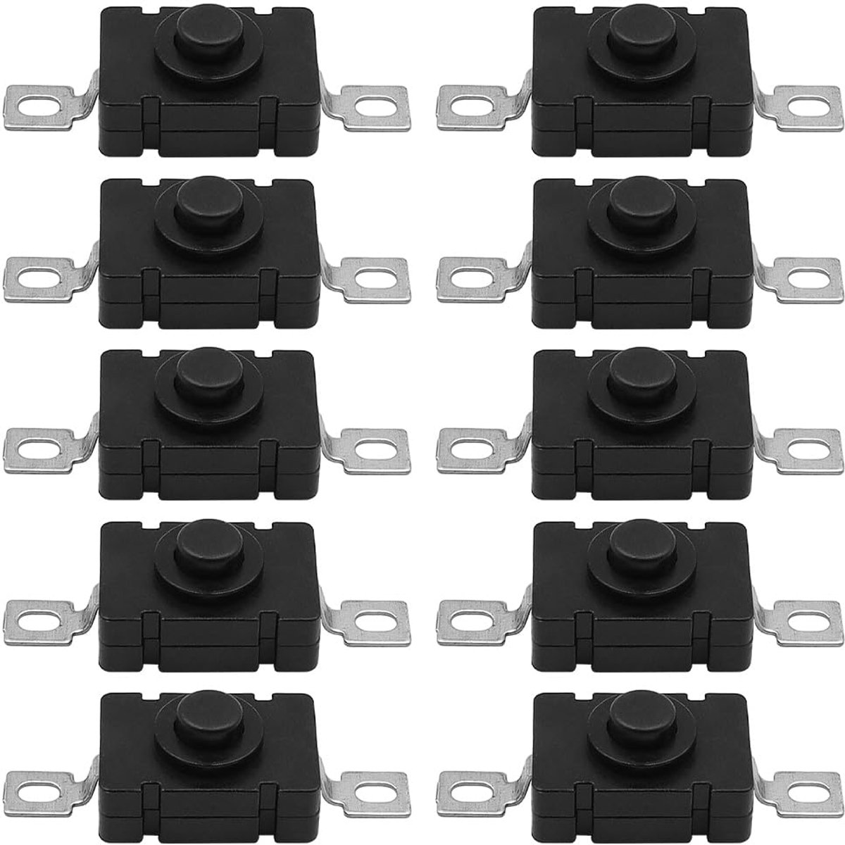 SnelShoppen - 10 Stuks Zelfsluitende Drukknop CAN-28 Voor Zaklamp SMD Type Schakelaar Mini Schakelaar (Plat Pinnen Met Gat)