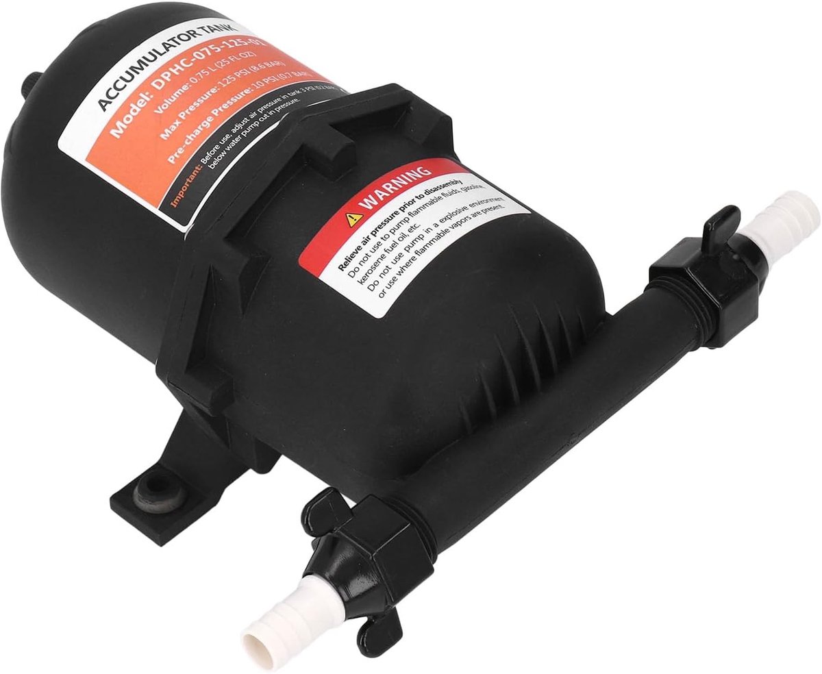 SnelShoppen - Waterdruk Opslagtank 0.75L 125PSI 1/2MNPT Aansluiting Boot Waterpomp Opslagtank voor Caravan, Motorhome, Jacht en Boot
