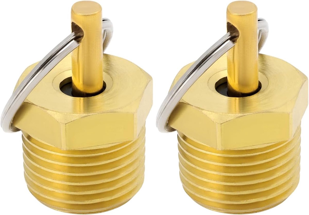 SnelShoppen - 2 Stuks 1/2 Inch NPT Messing Afvoerklep Externe Schroefdraad 21mm Zeskant Diameter Veiligheidsklep voor Vrachtwagenboilers Luchtcompress
