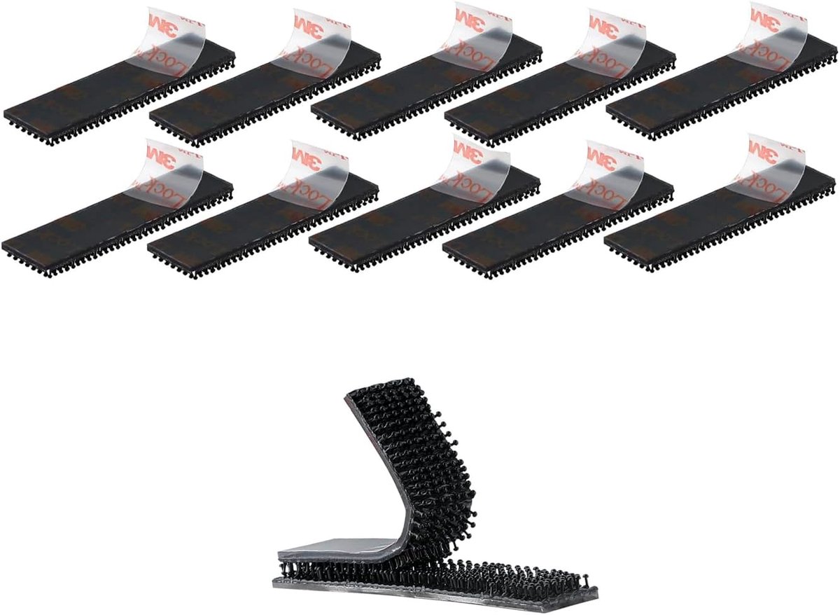 SnelShoppen - 3M Dual Lock SJ3550 1.2cm x 5cm 10 Stuks Zwarte Herbruikbare Sluiting Zware Dubbele Haak Tape voor Bevestigen van Voorwerpen Binnenshuis