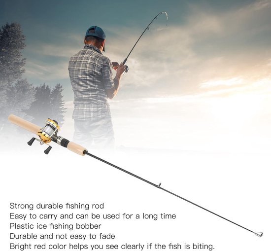 Complete Ice Fishing Set met 75 cm Vissstaaf, Duurzame Reel en Metalen Jigs voor Winterse Visavonturen — afbeelding 3