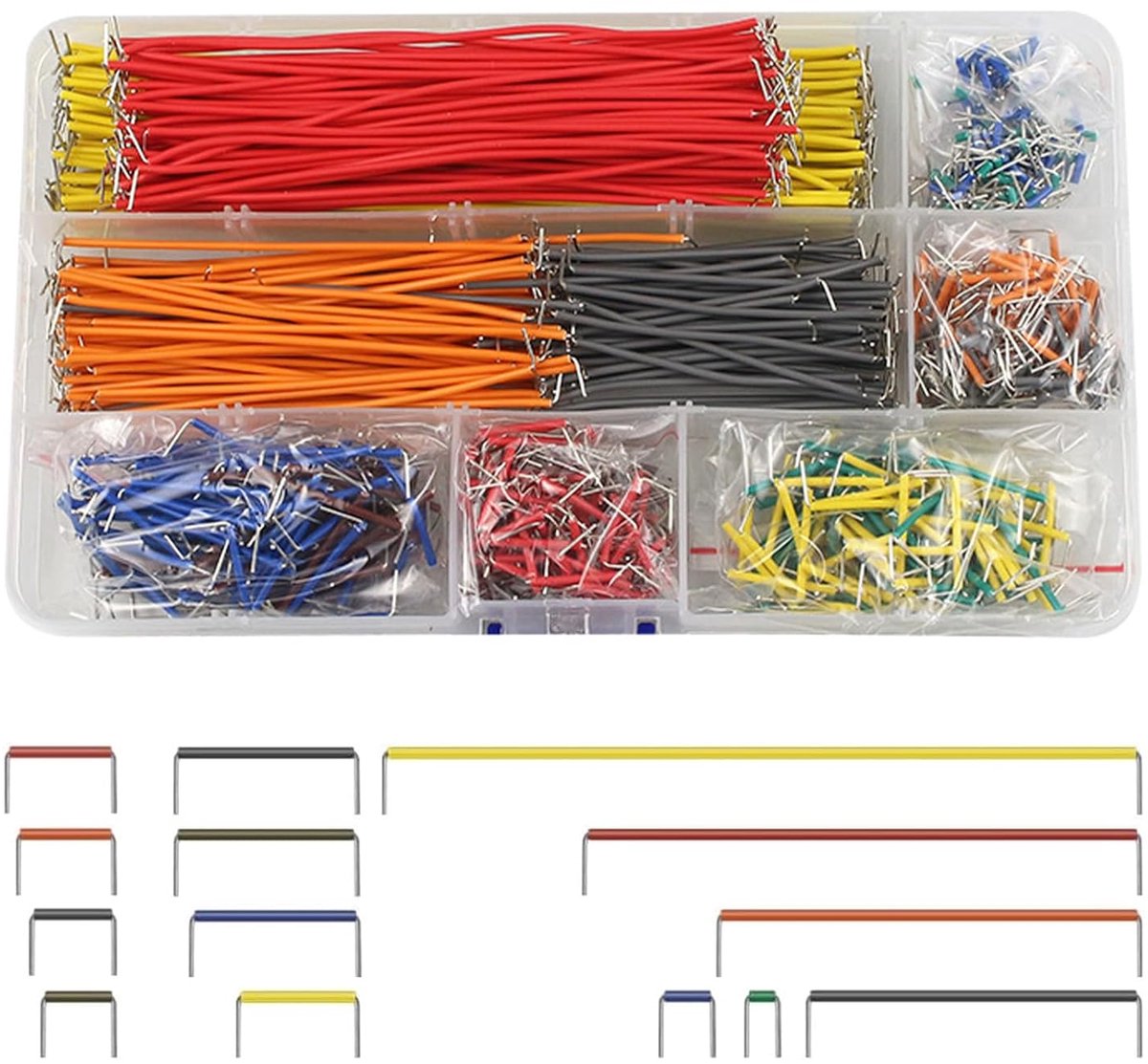 SnelShoppen - 560 Stuks Breadboard Jumper Draadset, 14 Verschillende Lengtes Male to Male Jumper Kabels met Transparante Opbergdoos, Elektriciteit, Ho