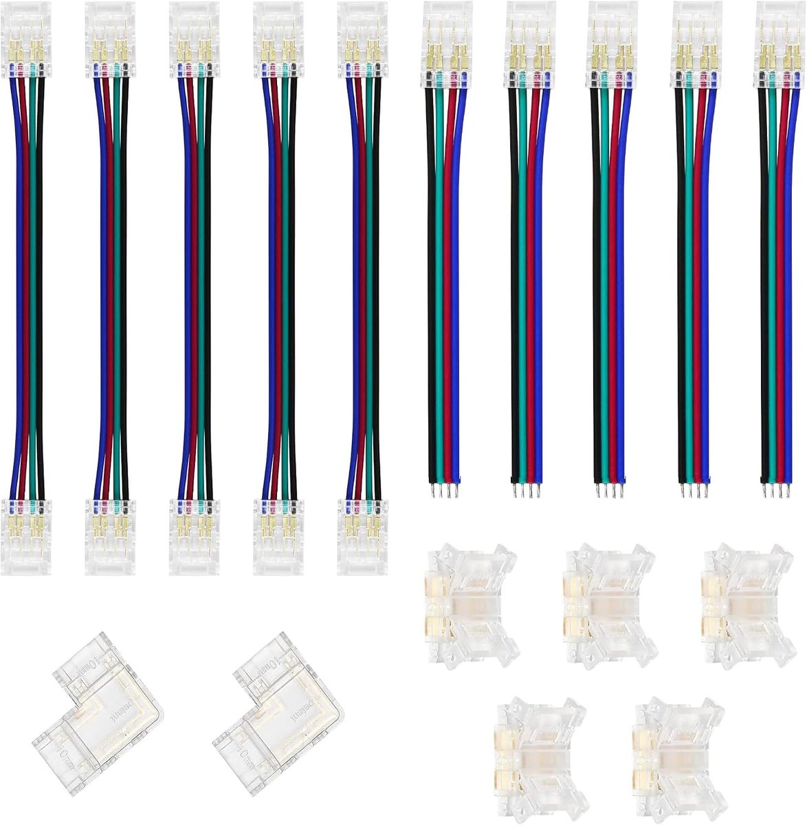 SnelShoppen - 17-delige LED verbindset, 10 mm LED strip connector met 4 pinnen + kleine schroevendraaier, snelle kabelverbinding voor SMD monochrome L