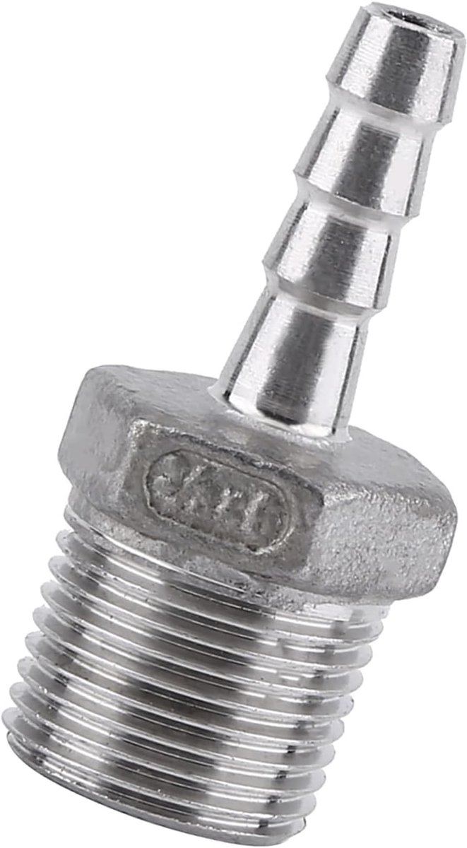 SnelShoppen - Buitendraad Pijpfitting Weerhaak Slangstaartconnector 304 Roestvrijstalen Snelkoppelingsadapter 3/8 inch - 6mm voor Water, Lucht en Bran