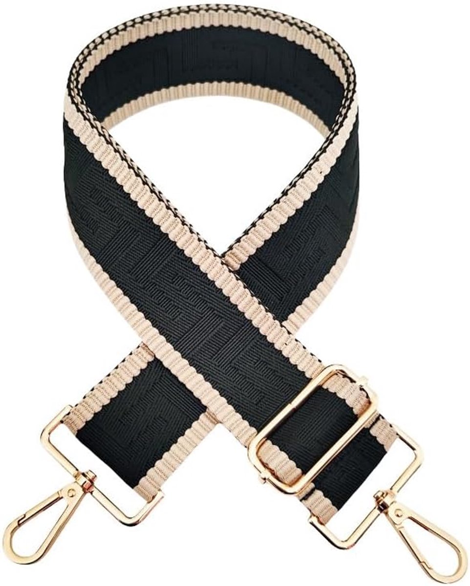SnelShoppen - Verstelbare Tasriem 72-130 cm, Schouderriem voor Tassen, 5 cm Breed, Boho Stijl, Draagriem voor Handtas, Schoudertassen, Tote Bags, Zwar