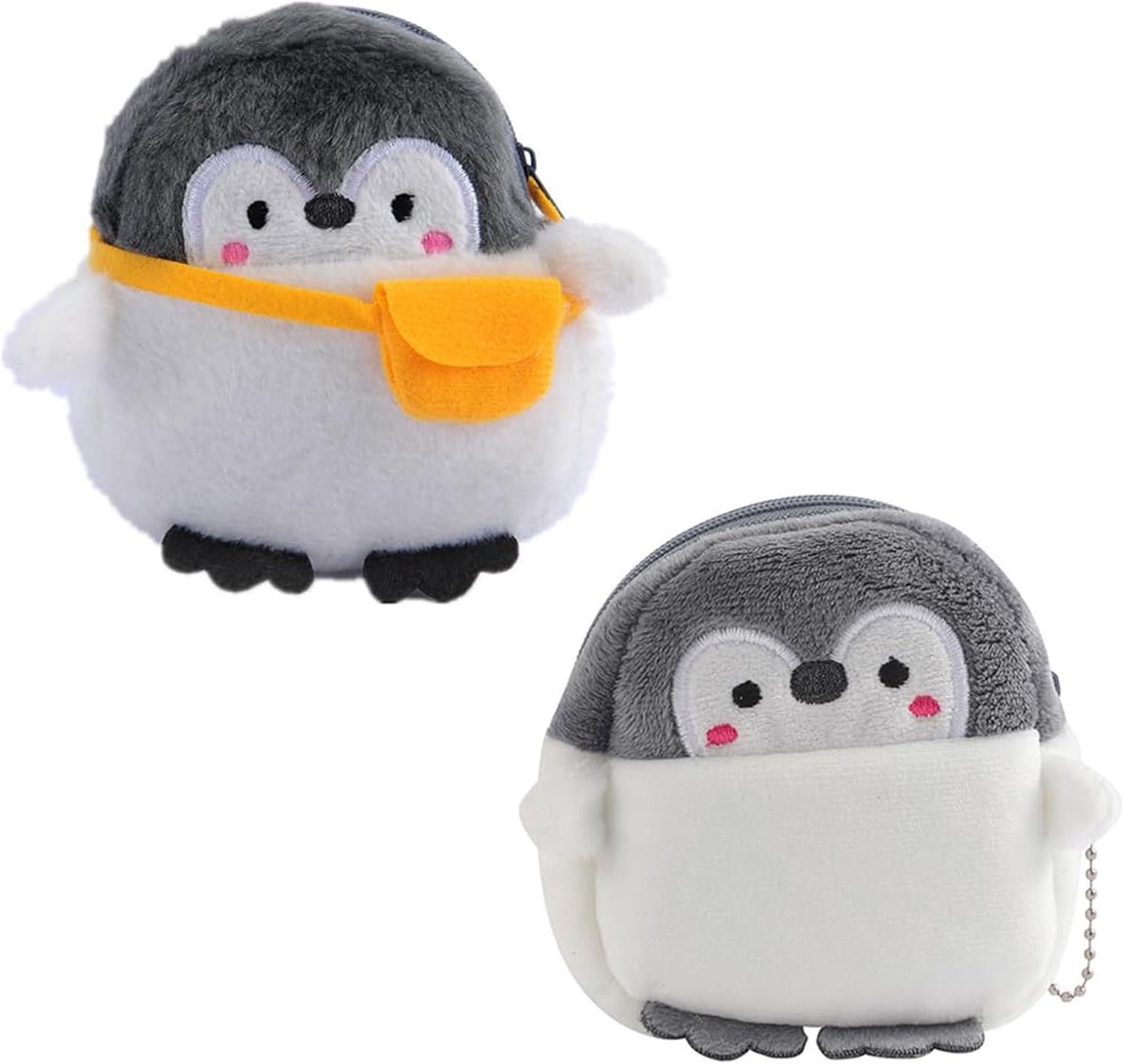 SnelShoppen - Plush Muntentas, 2 Stuks Pinguïn Portemonnee Cartoon Muntwallet Schattige Kleine Tassen Pinguïn Vorm Mini Pouch voor Munten