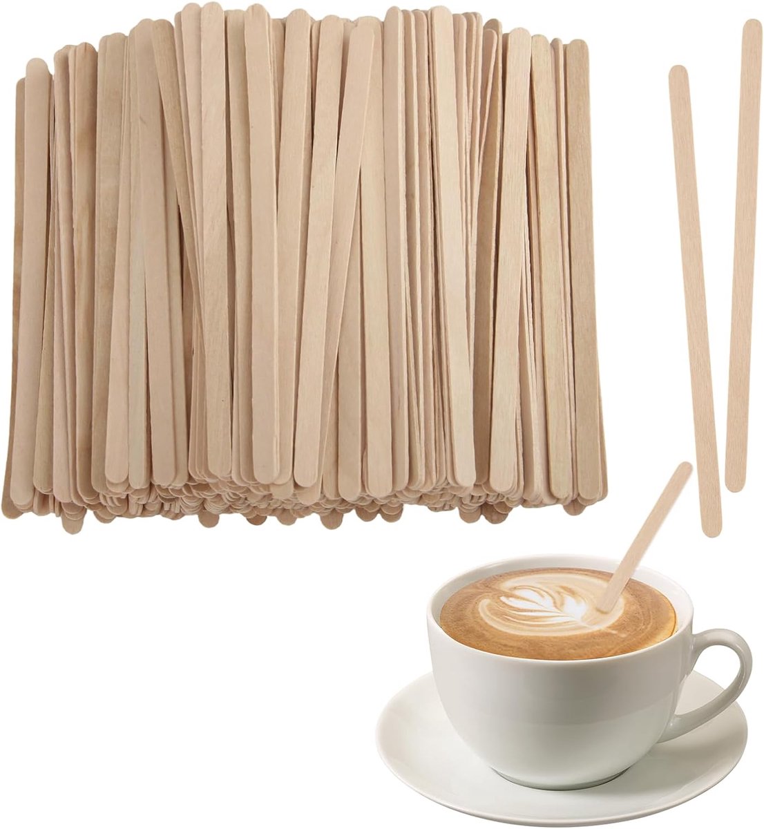 400 Pieces Coffee Stirrer Bar 14cm Natural Wood Coffee Stirrer Biodegradable Disposable Mixers for Tea, Cocktails - ShopVlot