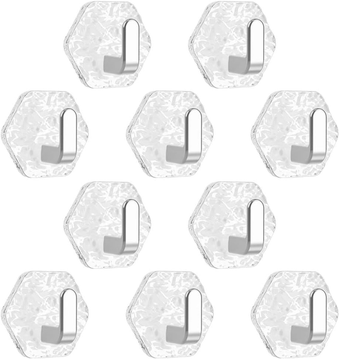 SnelShoppen - Zelfklevende Haken 8/10 Stuks, Waterdichte Roestvrije Zeshoekige Haken voor Badkamer, Keuken, Handdoeken, Jassen, Home Organizer