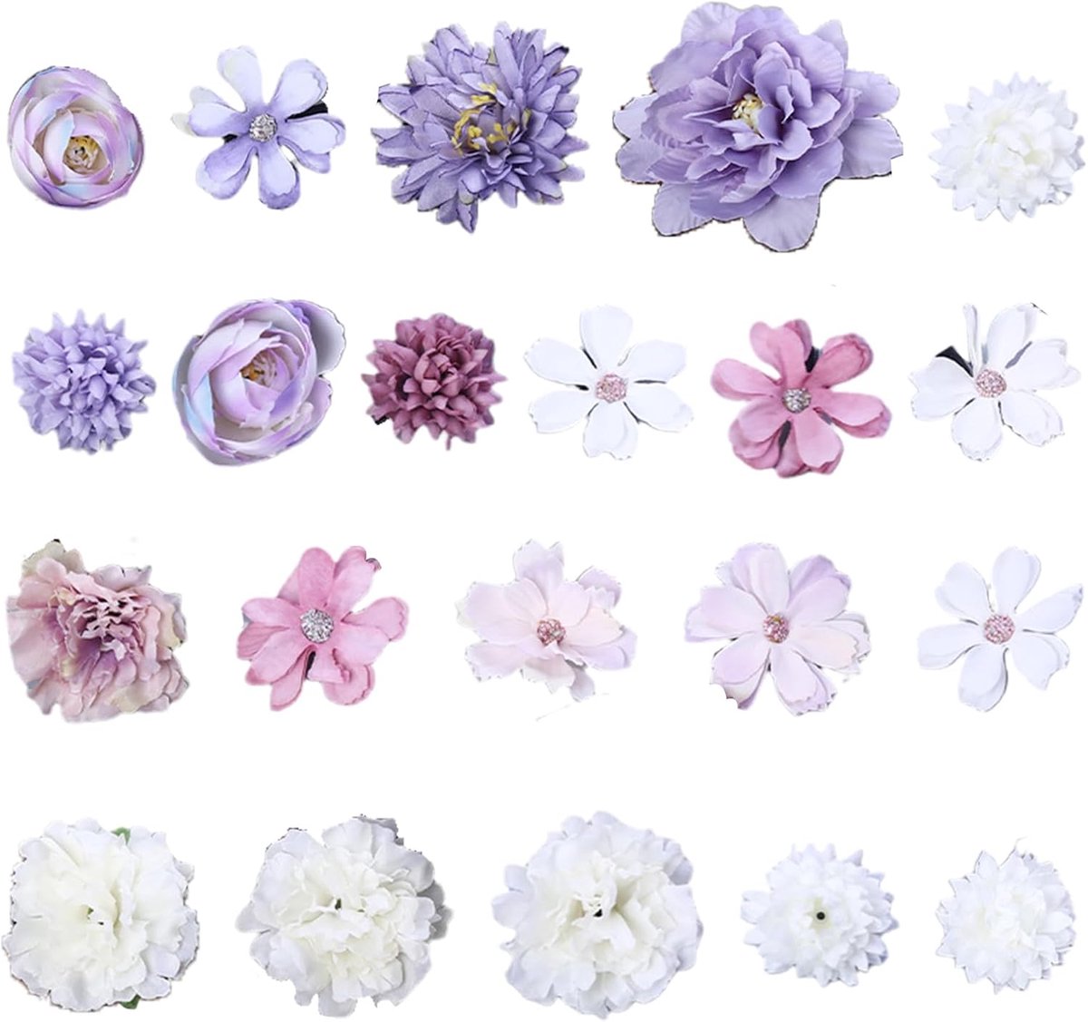 SnelShoppen - 21 Stuks Haarclips met 3D Bloemen, Kleurrijke Kunstbloemen Haaraccessoires voor Vrouwen, Ideaal voor Bruiloft en Feest