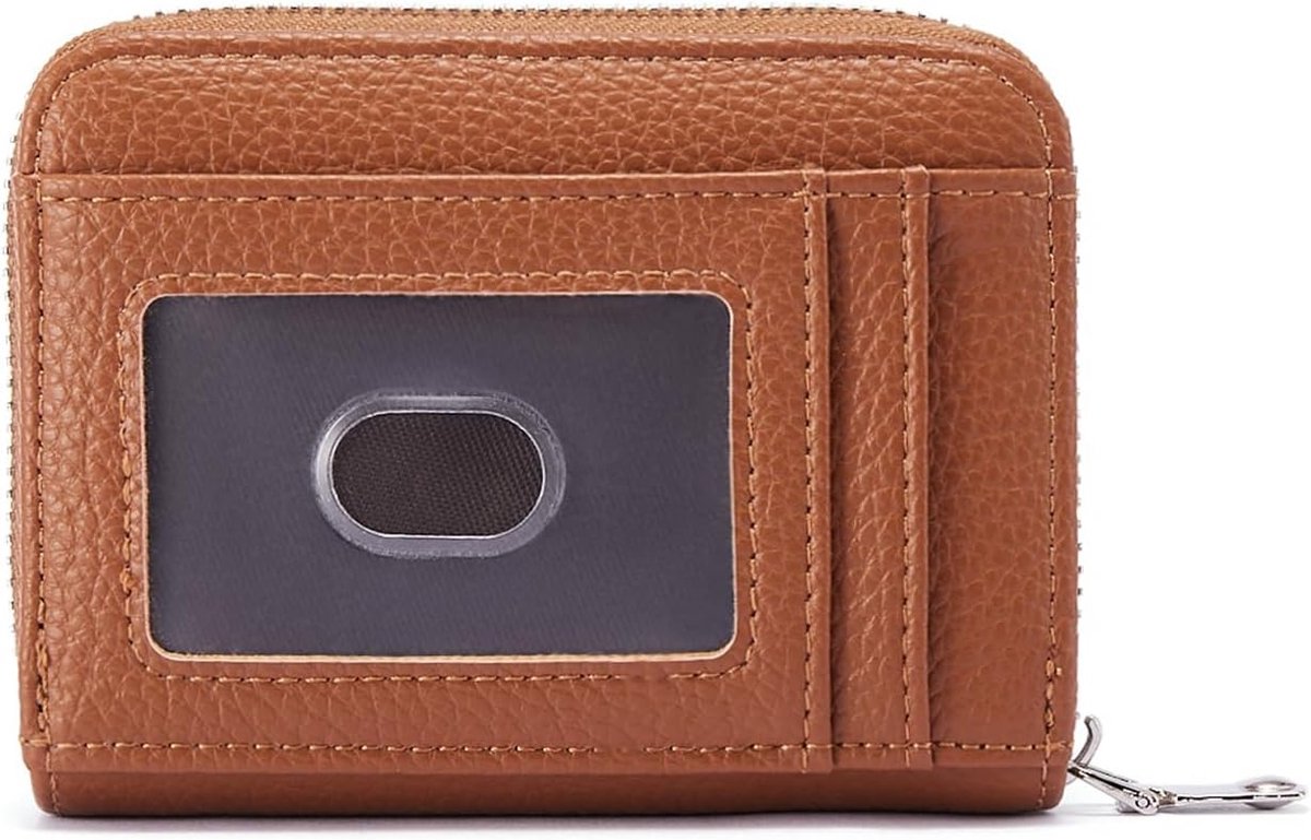 SnelShoppen - Kleine damesportemonnee met RFID-bescherming, creditcardhouder en muntvak in beige en retro-bruin, ideaal voor dagelijks gebruik, compac