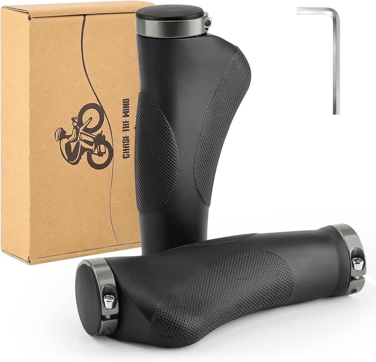 SnelShoppen - Ergonomische Fietshandvatten met Antislip Puntontwerp, Schokabsorberende Rubberen Handvatten voor Mountainbikes, 130 mm Veiligheidshandv