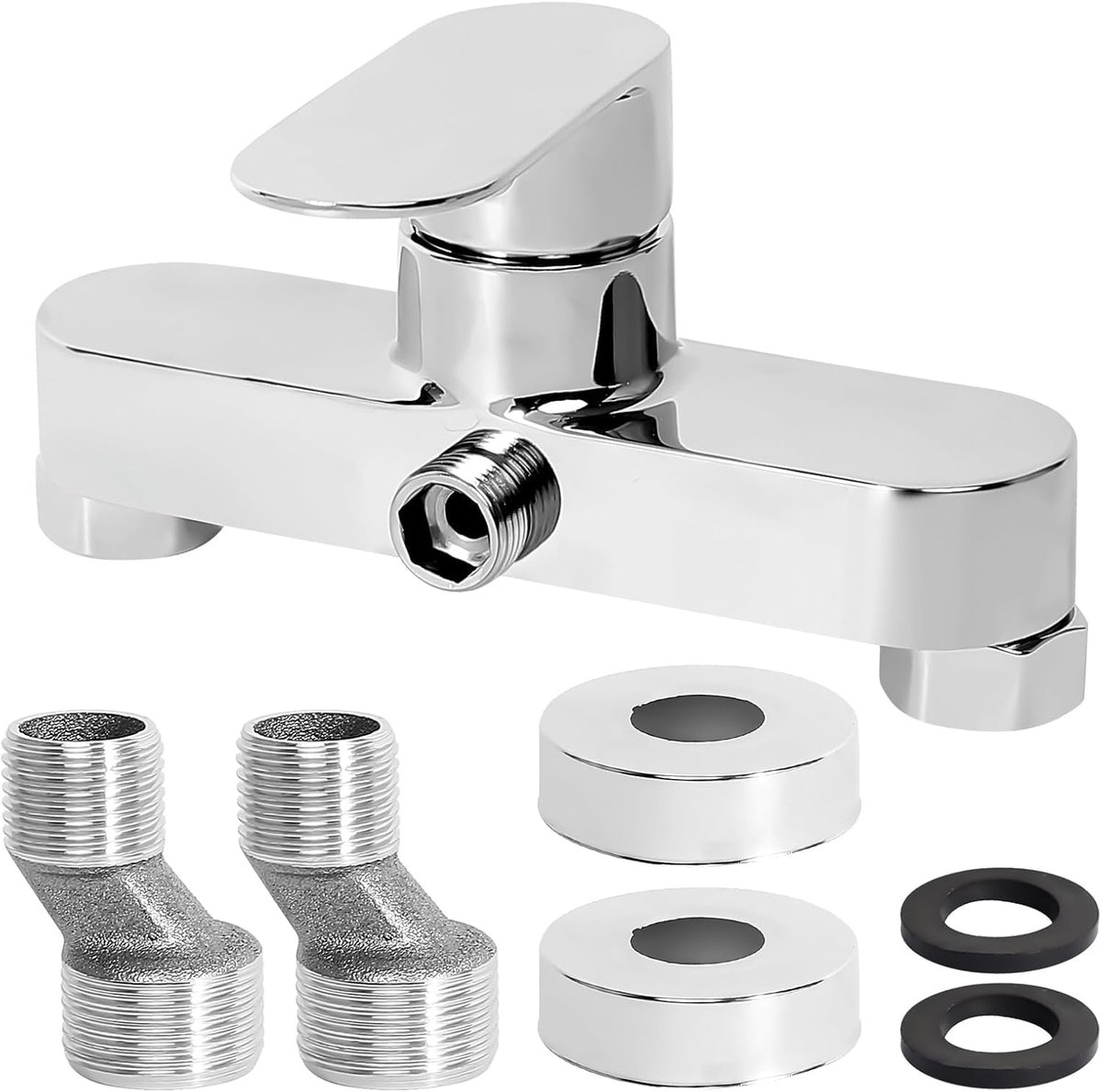 Shower Faucet Mixer Tap, Shower Fixture, Ceramic Valve Core, Chrome Plated Water Tap, G ½ Spout - ShopVlot