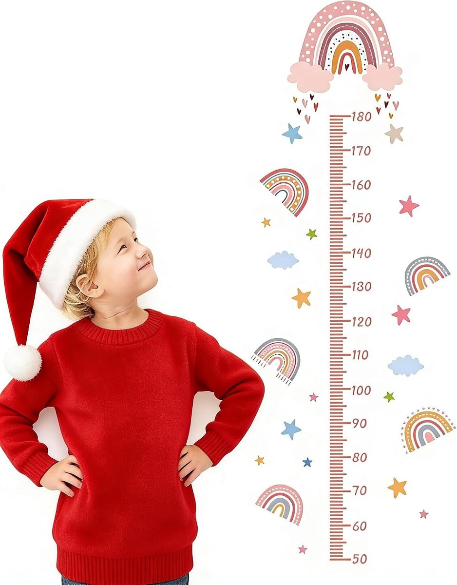 SnelShoppen - Kinderen Groeimeter, Wandstickers, Kinder Groei Diagram, Hoogte Tabel, Muur Stickers voor Kinderen, PVC Materiaal, Roze, Schattig Cartoo