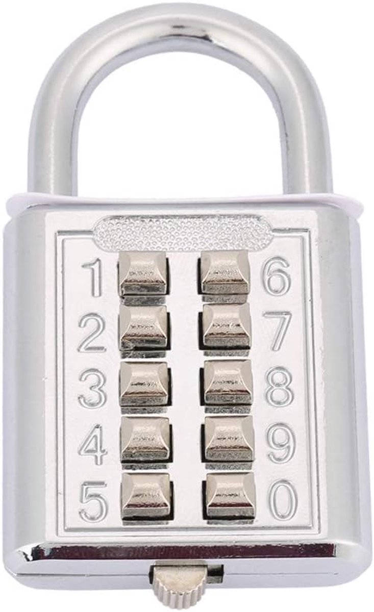 SnelShoppen - Code Combinatie Sleutelvrije 5-Cijferige Zink Legering Wachtwoordslot voor Deur, Sporthal, Kluisjes, Zilver (10 Toetsen Elektrisch Zilve