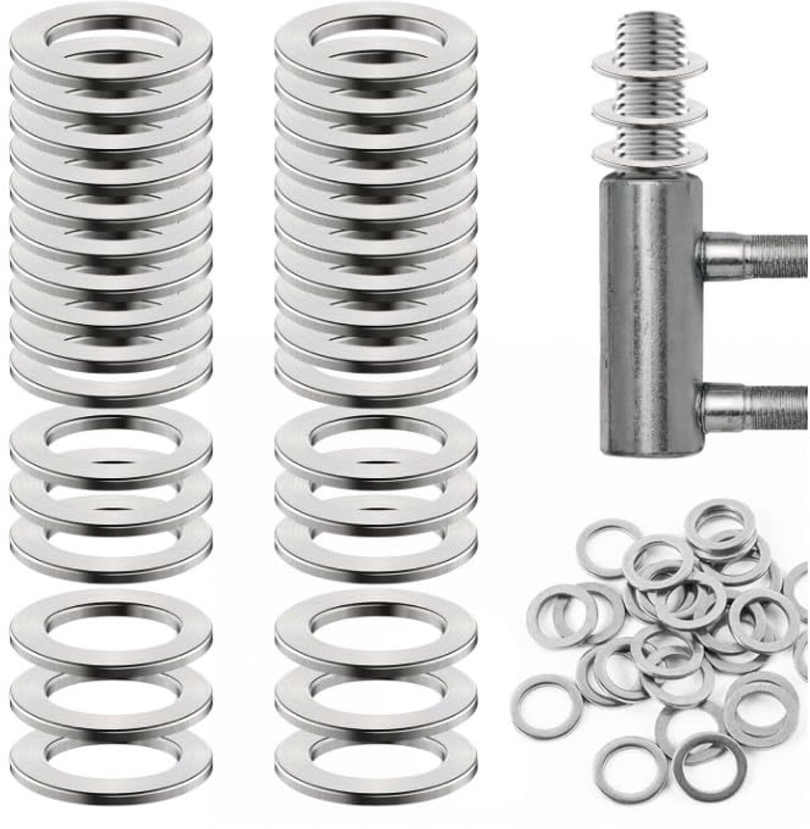 SnelShoppen - 50 Stuks RVS Washers voor Deuren, Speciale Wasringen, Roestvrij Staal, Deurscharnier Bevestigingsringen, Slijtvrij voor Standaard Kamers