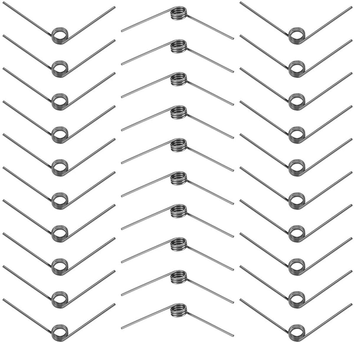 SnelShoppen - 30 Stuks Rvs Torsiespringen, V-vormige Torsiespiraal van Muziekdraad, 1.2 mm x 6.4 mm, Voor Onderhoud en Reparatie, 90° Rotatie