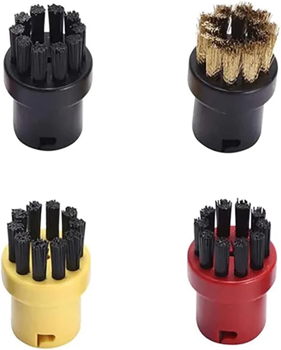 Stoomreiniger ronde borstel - nylon borstelkop - veelzijdig en effectief reinigen - Pack van 4 - ShopVlot