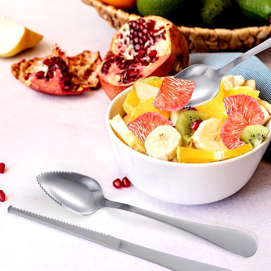 3-delige Rvs Grapefruit Set met Serretete Lepels en Mes - Perfect voor Citrusvruchten — afbeelding 3